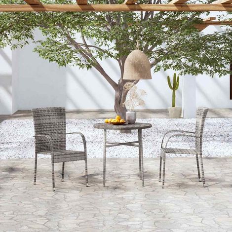 vidaXL Juego de comedor para jardín 3 piezas ratán sintético gris (1/4)