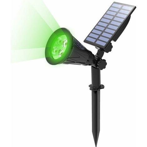 Lampe Solaire Extérieur, Solaire Projecteur, Extérieur sans Fil Etanche IP65 Lampe Jardin avec Panneau Solaire 180° Réglable Spot Solaire Extérieur pour Cour, Extérieur, Chemin, Allé. (Vert)