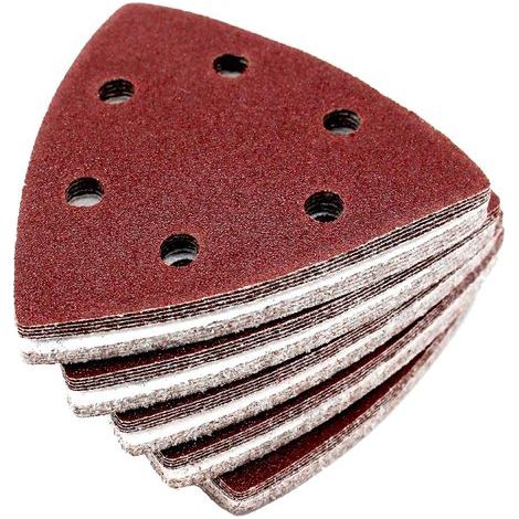 Delta-Triangles de Ponçage │ 100 pièces │ 6 trous │ 93 x 93 x 93 mm │ grain 80 │ pour ponceuses delta │ Feuilles Abrasives │ Papier Abrasif (1/5)
