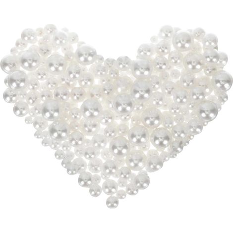 440 perles rondes synthétiques pour vases, remplissage de vases, perles sans trou pour décoration de vases DIY-0.8x0.8cm-White (1/4)
