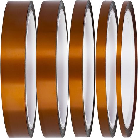 Ruban Polyimide - Résistant À La Chaleur Jusqu'à 260 °C - Pour Isolation Électrique Sur Circuits Imprimés Et Soudure - Largeurs 3 6 8 12 15 Mm - Lot De 5 Rouleaux (1/5)