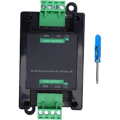 Convertisseur d'alimentation, DC 18-60V à DC9v Stabilisateur du Régulateur Non isolé avec des Pinces de Rail, 5,08 Mm Blocs à Bornes pour Le Fil de Saut, Fil électronique (1/5)