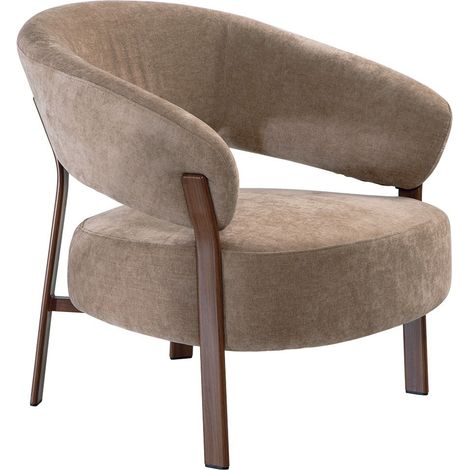 CALICOSY - Fauteuil en tissu beige et pieds métal effet noyer L78 cm - LIV