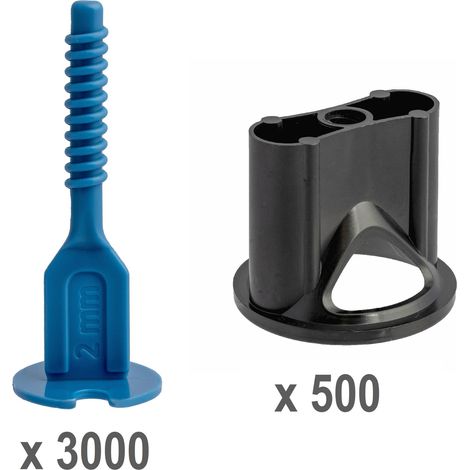 Kit croisillons autonivelants 2 mm Pro-Leveling 500 têtes et 3000 bases droites