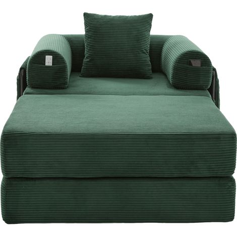 Sillón modular de pana comprimida con reposapiés, estructura metálica y cojín 112x190x67 cm HOMVRA (1/5)