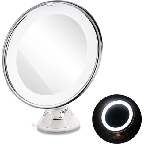 Miroir cosmétique avec éclairage et ventouse Miroir de table portable pour maquillage Miroir de salle de bain avec LED (1/5)