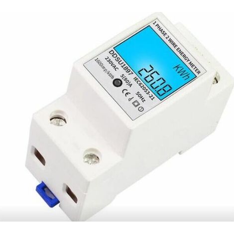 Numerique Electrique Compteur D'Energie Monophase Sur Rail Din Compteurs D'Electricite Une Deuxieme Phase De Fil Multifonction Compteur Electrique, Blanc, Avec Retroeclairage (1/5)