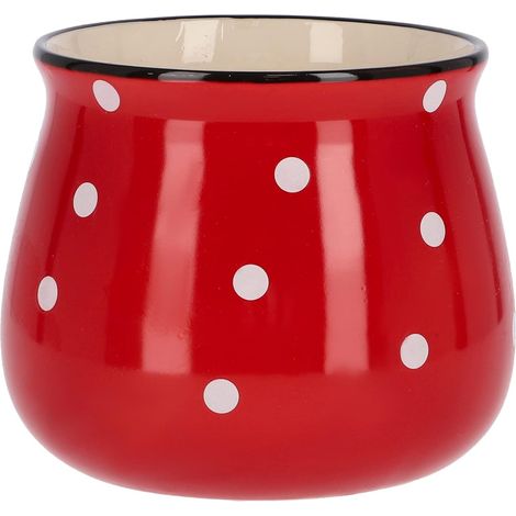 KOTARBAU Pot de fleurs en céramique avec pois blancs 125 mm Rouge (1/5)