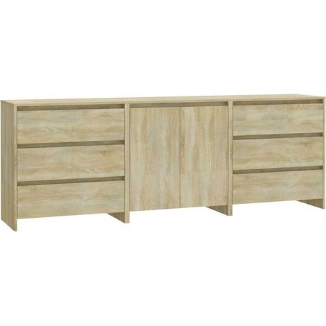 3-tlg. Sideboard/Anrichte/Buffet Sonoma-Eiche Holzwerkstoff LXWW282458 (1/5)