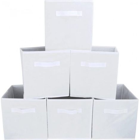 Kleiderschrank-Organizer – Aufbewahrungsbox/Korb – Spielzeug-/Kleiderorganizer – 6er-Set – 20 l – Weiß (1/5)