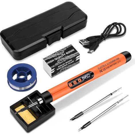 Cordless Soldering Iron Kit with LED Display 1000mAh Battery USB Type C 3 Soldering Tips Soldering Accessories Complete Kit Portable Soldering Iron for DIY Electronics Repair (1/5)