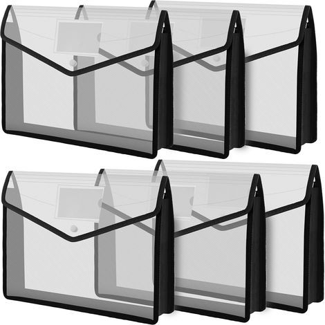 6-teiliges A4-Aktenordner-Set, transparente A4-Kunststoff-Aktenordner mit großem Fassungsvermögen, Etiketten und Druckknopfverschluss
