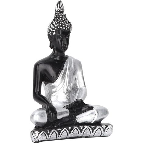 Accessoires populaires pour tables de sable d'Asie du Sud-Est : Statue de Bouddha, ornement artisanal en résine (argenté) (1/5)