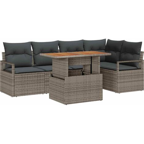Maison Exclusive - Set Divano da Giardino 6 pcs Grigio Poly Rattan (1/5)