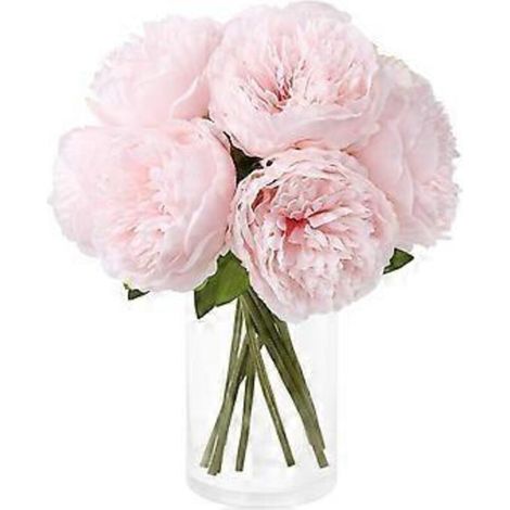 Bouquet élégant de pivoines rose clair, 5 têtes par bouquet, fleurs artificielles de mariage au charme vintage, pour une décoration romantique de la maison et des fêtes (1/5)
