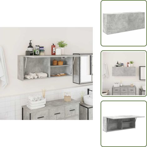 Muebles de baño decorativos - vidaXL Mueble pared baño madera ingeniería gris hormigón 100x25x40 cm - Armario de madera