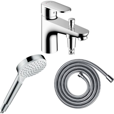 Pack mitigeur bain douche monotrou HANSGROHE Vernis Blend + Flexible Metaflex + Pommeau HANSGROHE Crometta blanc/chromé (1/3)