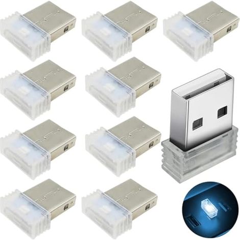 Lumières d'Ambiance LED de Voiture, 10 pcs Eclairage Intérieur Général à LED Glace Bleue, Lampe USB Plug and Play (1/4)