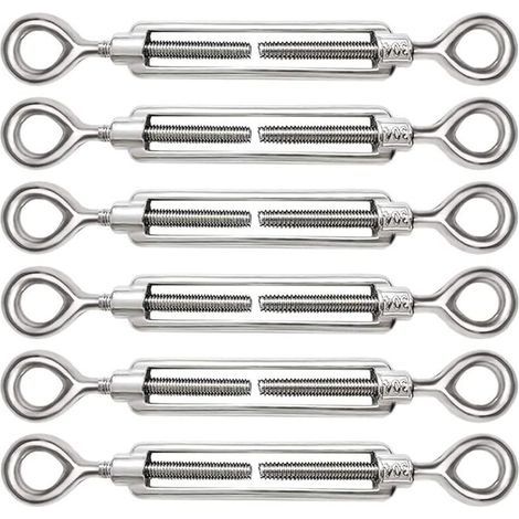 6 Pièces Tendeur Cable M5 Tendeur Cable Inox 304 Réglable Oeil de Ridoir et Oeil pour Tendeur de Fil Cable Acier Corde Crochet Tendeur Accessoires (1/5)
