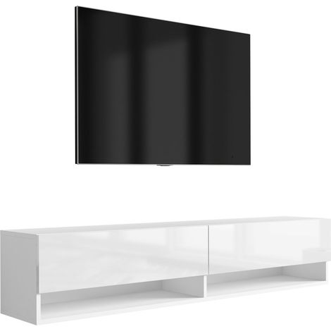 Meuble TV : Blanc Mat / Blanc Brillant, 170 × 32 × 34 cm (1/5)