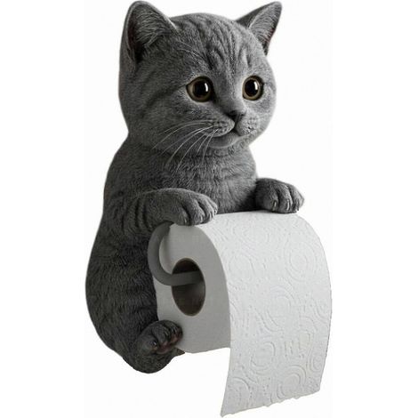 Porte-Rouleau de Papier Mural, Design 3D Chat Mignon pour Salle de Bain et Cuisine, Distributeur de Papier Toilette Décoratif, Cadeau Original pour Amoureux des Chats (1/2)