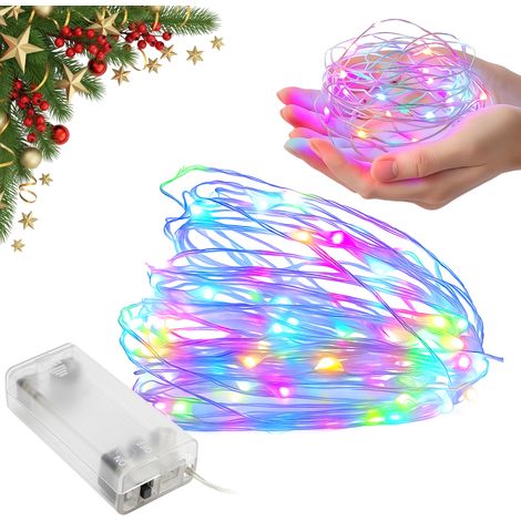 100 luci a filo LED, alimentate a batteria, 10 m, multicolore (RGB) (1/5)