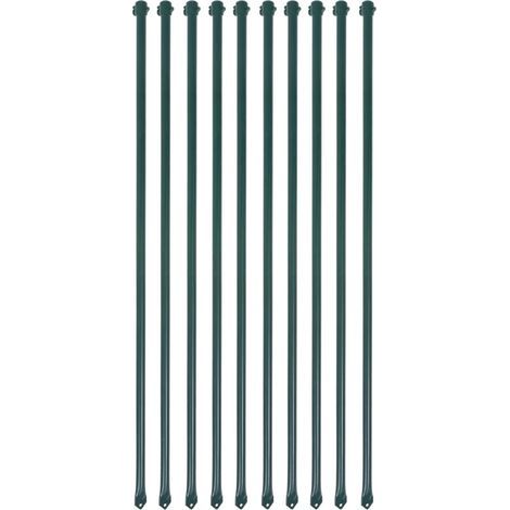 Gartenpfosten, 10 Stück, 1 m, Metall, Grün (1/4)