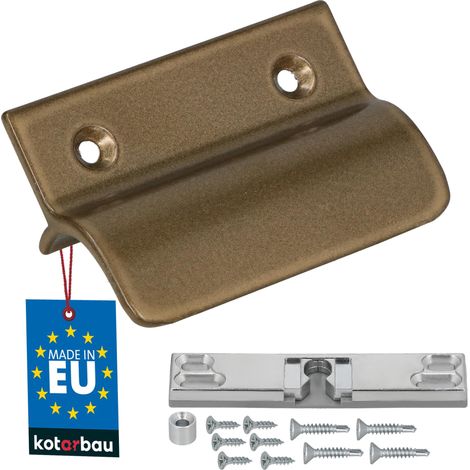 KOTARBAU® Poignée Porte Fenetre avec Loqueteau - Aluminium - Doré - Poignee de Baie Vitree Coulissante - Poignée de Porte de Terrasse avec Entretoise et Loqueteau (1/4)