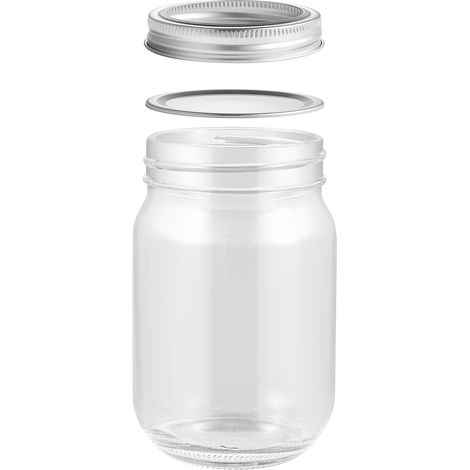 350ml/12oz 24 Pack Glass Mason Jars with Airtight Lids, Round Mouth Canning Jars, Clear Glass Jam Jars for Overnight Oats, Pickling, Food Storage, DIY Projects