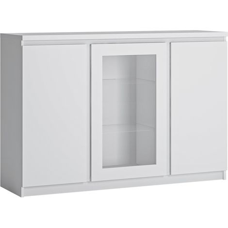 Sideboard in weiß mit Vitrinenfach FORTALEZA-129, B/H/T ca. 135,4/92,9/40 cm (1/3)