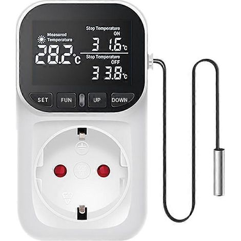 Digitaler Temperaturregler, Reptilienthermostat/Timer mit Sensor für Zuhause, Gewächshaus und Aquakultur (EU-Stecker). (1/5)