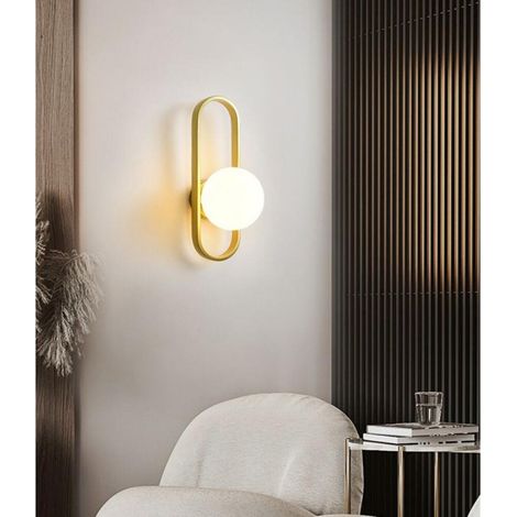 DLGLOLIN 12W LED Applique Murale Intérieur Moderne - Lampe de Chevet - Lampe Murale en Métal Doré pour Chambre -A (1/4)