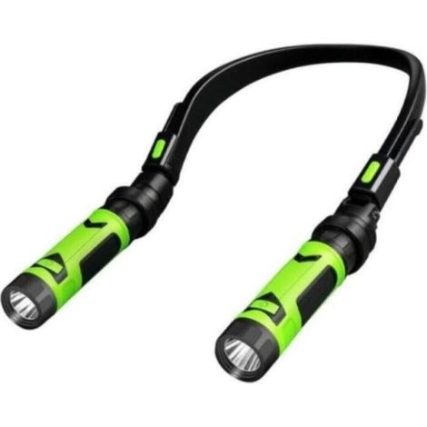 Lampe de lecture rechargeable pour le cou, lampe de chevet, 3 niveaux de luminosité, bras pliable – Vert (1/4)