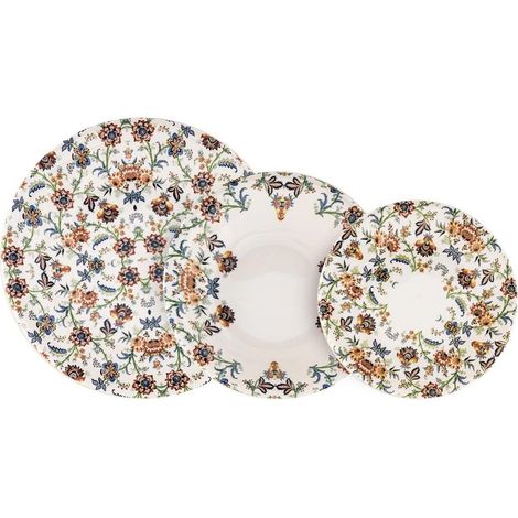 Service de 18 assiettes en céramique décorée sous émail Cannes