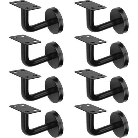 Ensemble de 8 supports de rampe d'escalier, en acier inoxydable, charge maximale 60 kg, pour rampes d'escalier intérieures et extérieures (noir) (1/4)