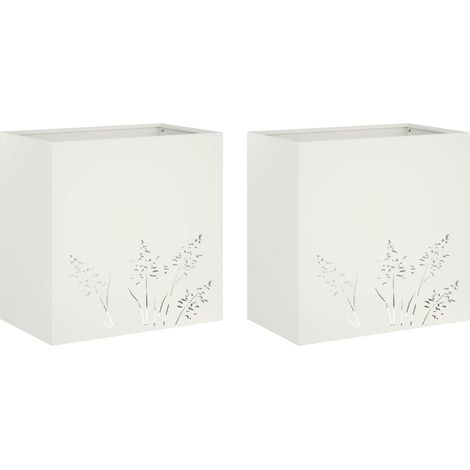 vidaXL Macetero de Jardín 2 uds. Blanco 50 x 30 x 49 cm (1/2)