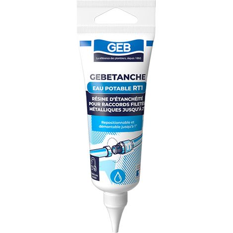 GEBETANCHE Eau potable RT1 - Tube de 50ml - Pour raccords dégraissés, sans filasse - GEB