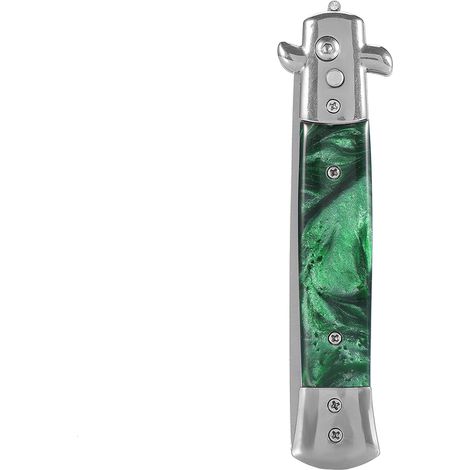 Peigne pliant à huile en acier inoxydable 1 pièce, couteau à ressort de poche, brosse à coiffer verte (1/5)