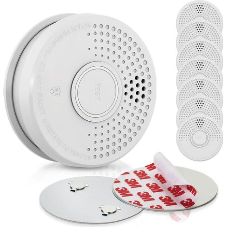 SHD by OneConcept Rauchmelder mit Magnethalterung, 8x Mini-Rauchmelder, Feuermelder mit Batterie, Rauchmelder für Küche, Büro, Wohnwagen, 8er-Set Brandmelder mit Testfunktion & Stummschaltung (1/5)
