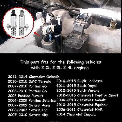 Par de 2 válvulas solenoides actuadoras de posición del árbol de levas de admisión y escape para Buick Chevy Captiva Cobalt. Regalo para la familia. GGZ SZRH A-FP255 SZRH (1/4)