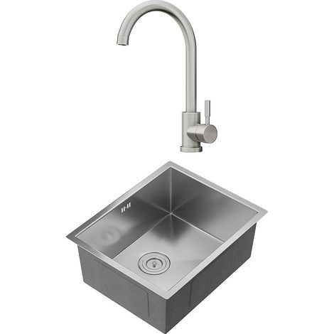 Set lavandino 55 x 45 cm SOELA + rubinetto ROMILY in Acciaio inossidabile Grigio (1/4)