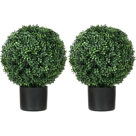 Piante artificiali resistenti ai raggi UV (confezione da 2), bosso sintetico da 52 cm in vaso decorativo, ideali per giardino, salotto o esterni – realistiche e senza manutenzione