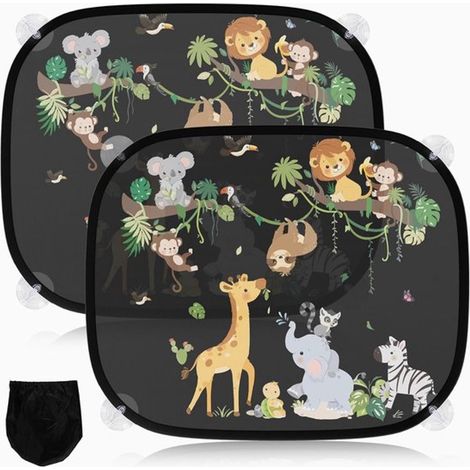 pare soleil le voiture pour bébé, protection solaire UV, visière pour enfants, 45 x 36,5 cm, avec 8 ventouses et motifs animaux mignons (1/5)
