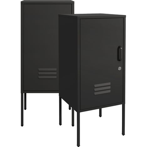 Nachtschrank Hausjärvi 2er Set 82x35x35 cm Stahl Schwarz [en.casa]
