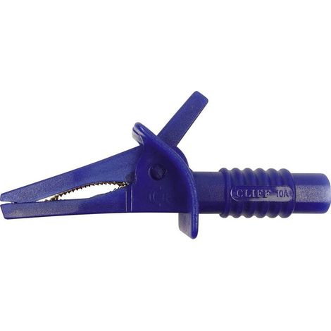 Pince crocodile de sécurité enfichable 4 mm CAT II 1000 V, CAT III 600 V bleu