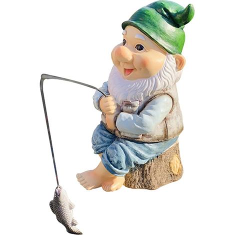 Statue De Décor-Nain De Jardin Le Gardien De Pêche en Plein Air, Statue De Nain De Jardin De Pêcheur pour La Décoration De Jardin Extérieur