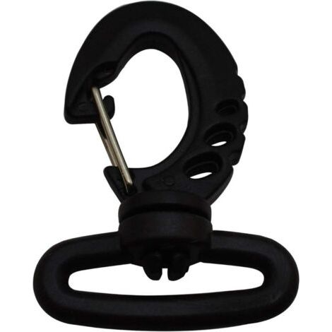 5Pcs Mousqueton ovale pivotant en plastique noir avec fermoir mousqueton