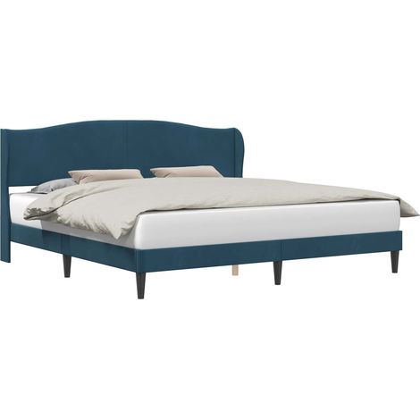 Bed Frame with Headboard Blue 180 x 200 cm Velvet vidaXL (1/5)