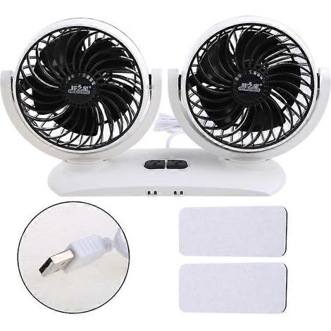 Ventilateur de voiture USB 5V 12V 24V avec interrupteur indépendant pour voiture, bureau, maison et voyage (1/5)