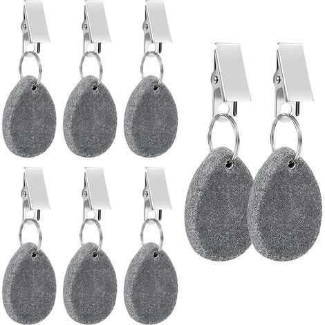 8er Set Tischdeckenbeschwerer Naturstein mit Klammer für Outdoor & Indoor (1/5)